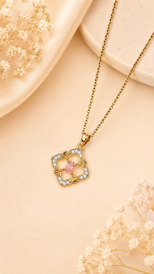 Pink Anti-Tarnish Pendant Chain