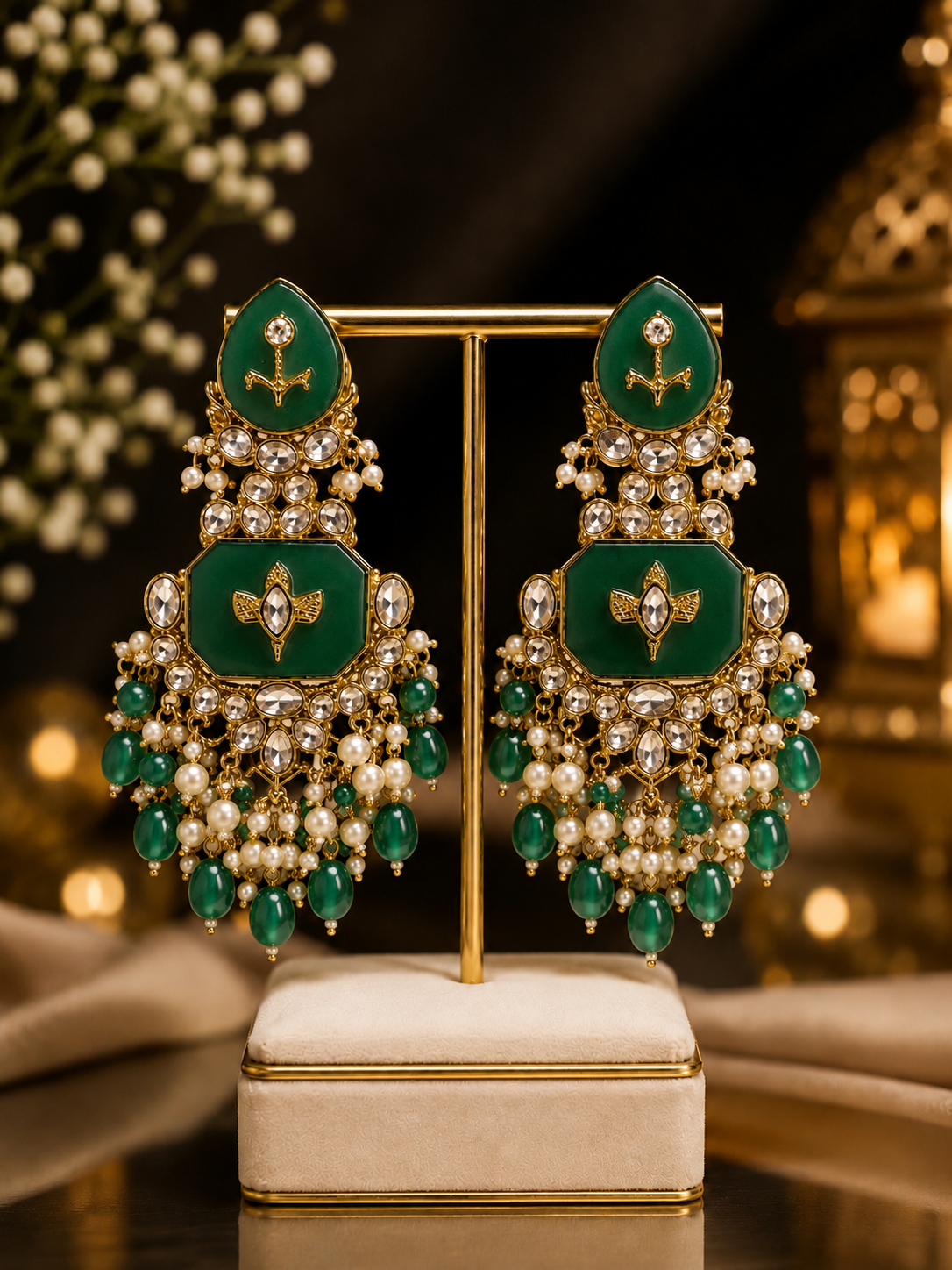 Green Kundan Earring