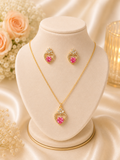 Little Heart Pink Anti-Tarnish Pendant Set