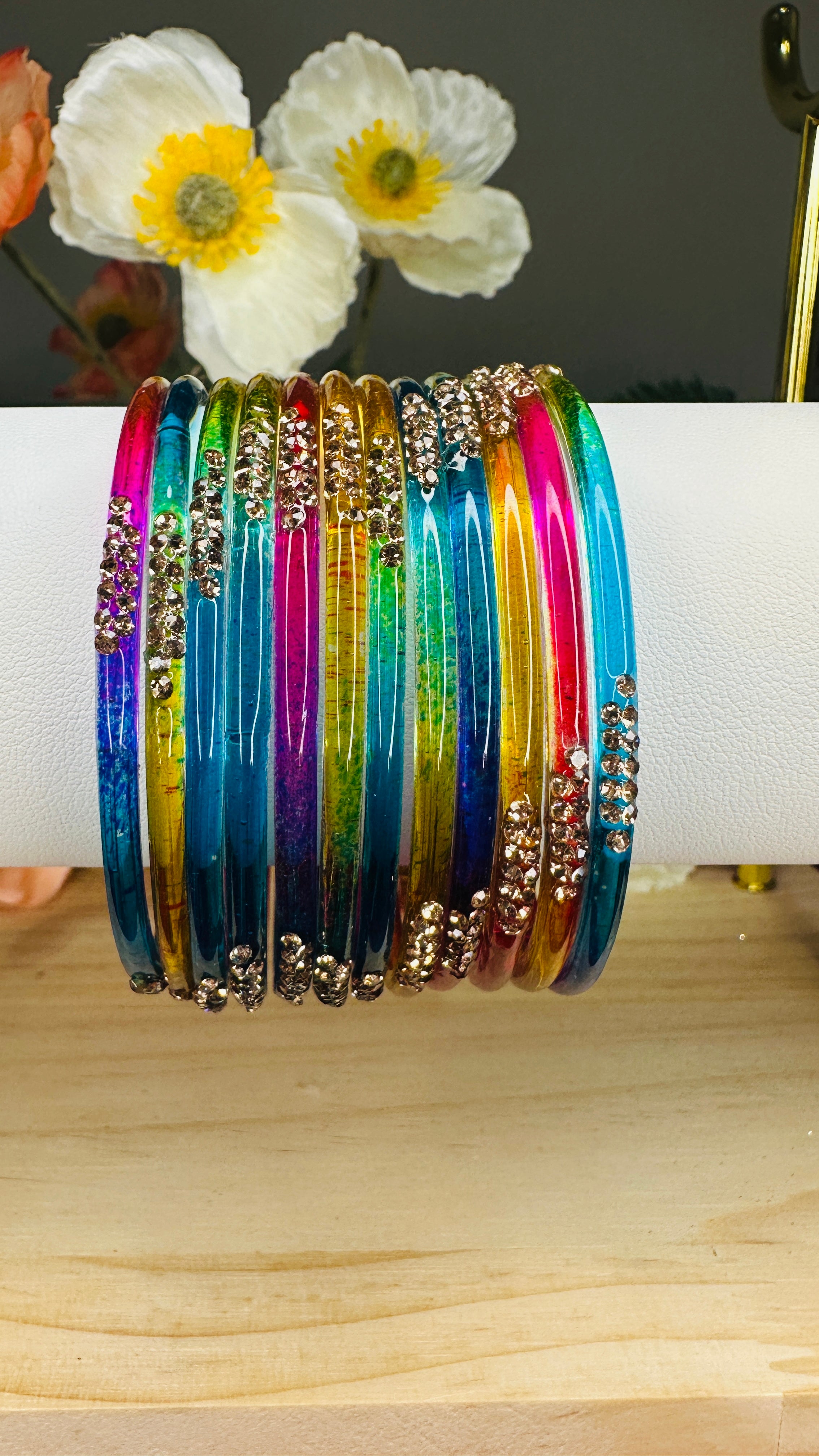 Multi Colour Shadow Glass Bangles