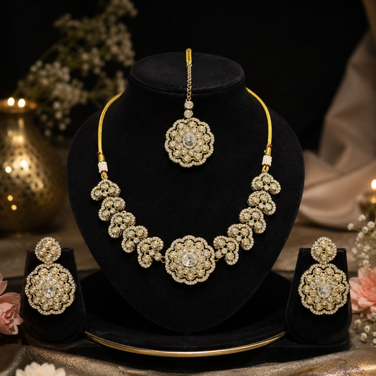 Kundan and Moissonite stone neckpiece