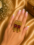 Ruby Double Square Kashmiri Ring
