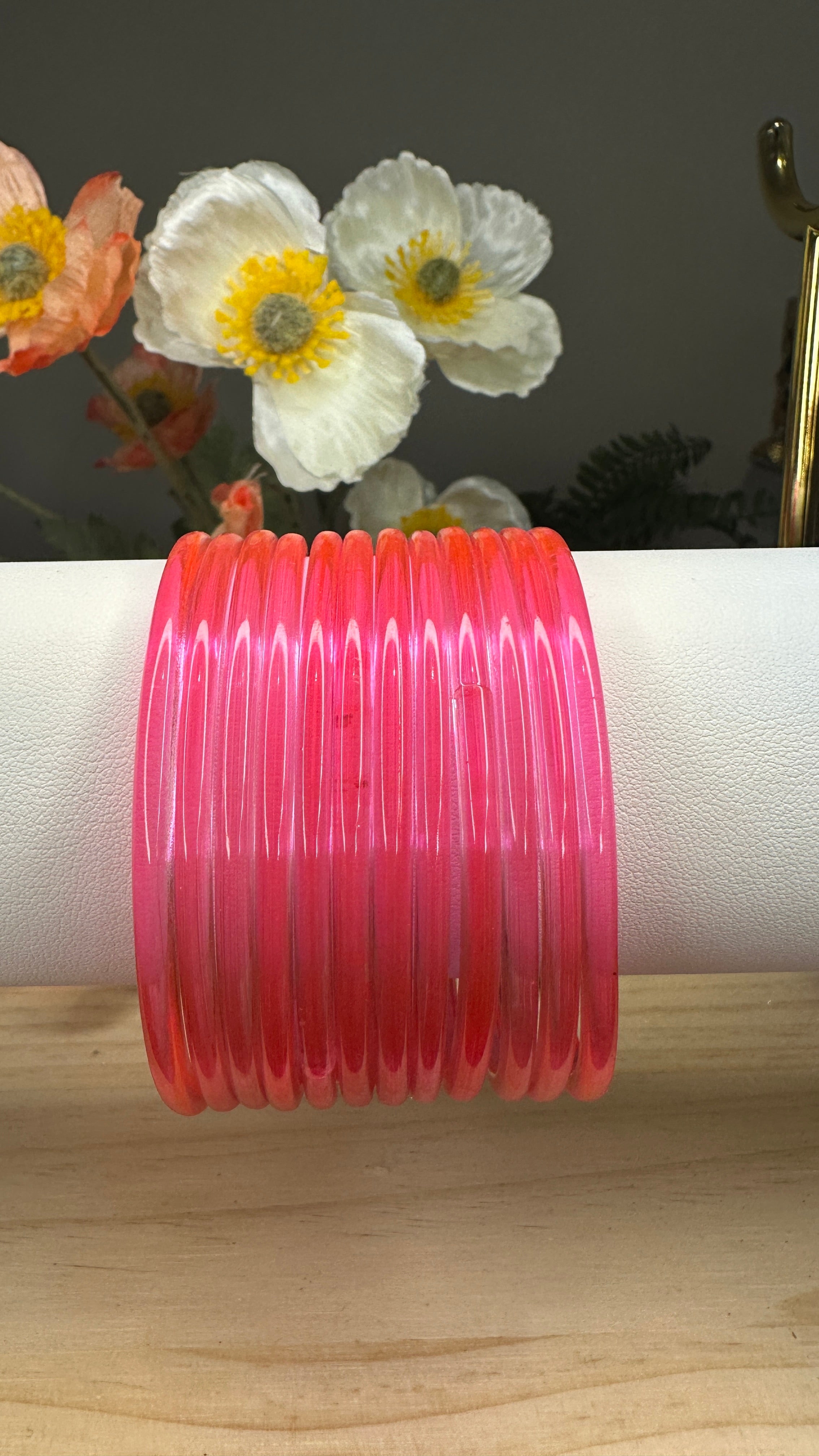 Reddish Pink Plain Bangles