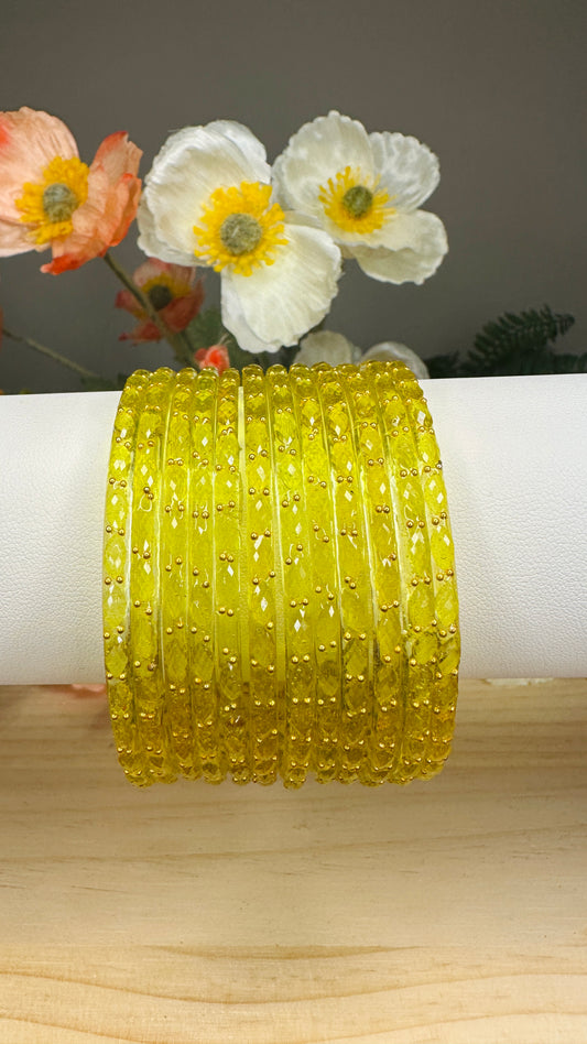 Yellow green Raindrop Bangles