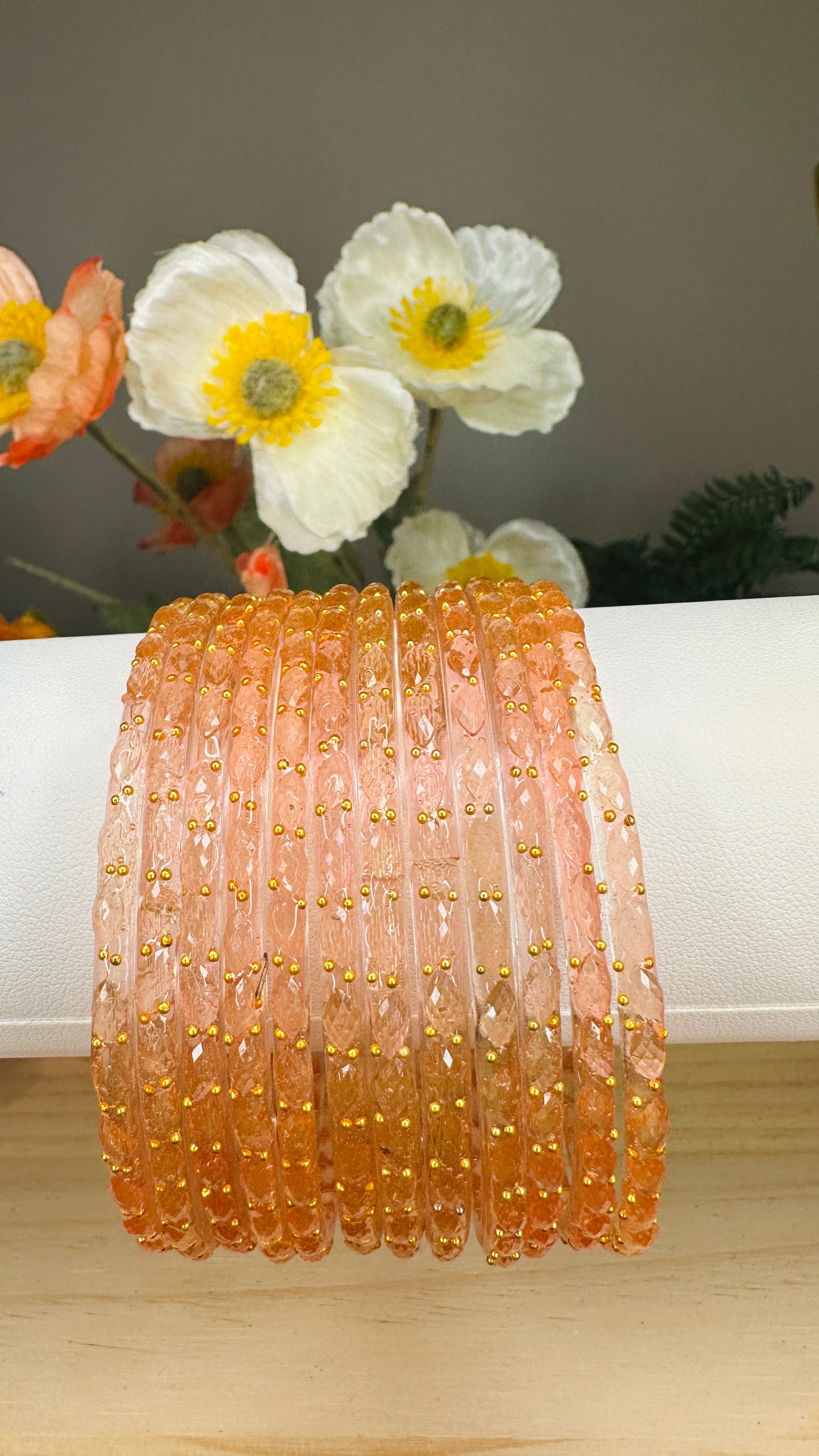 Peach Raindrop Glass Bangles