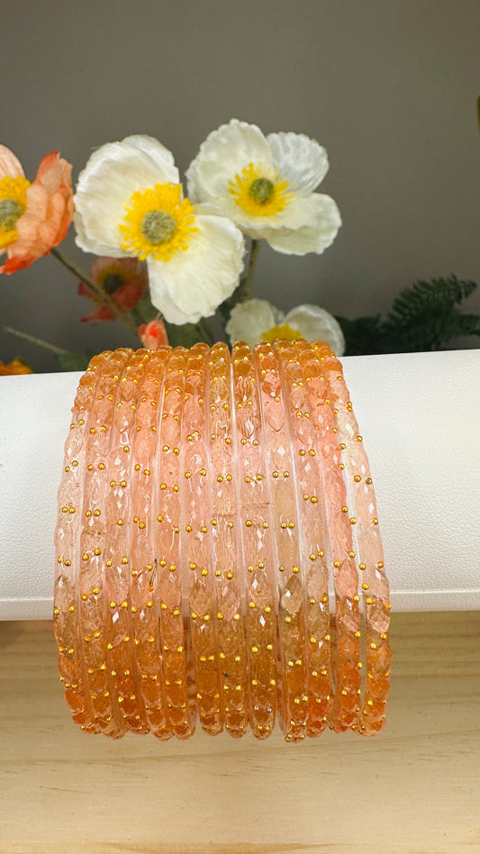 Peach Raindrop Glass Bangles