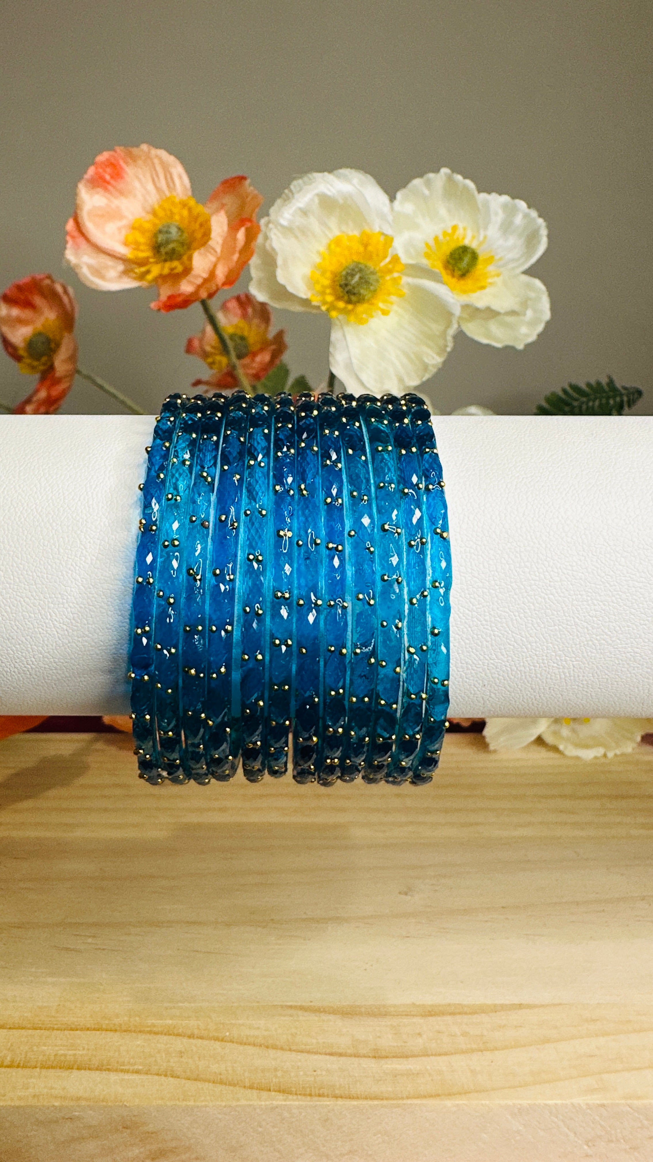 Firozi Colour Raindrop Bangles
