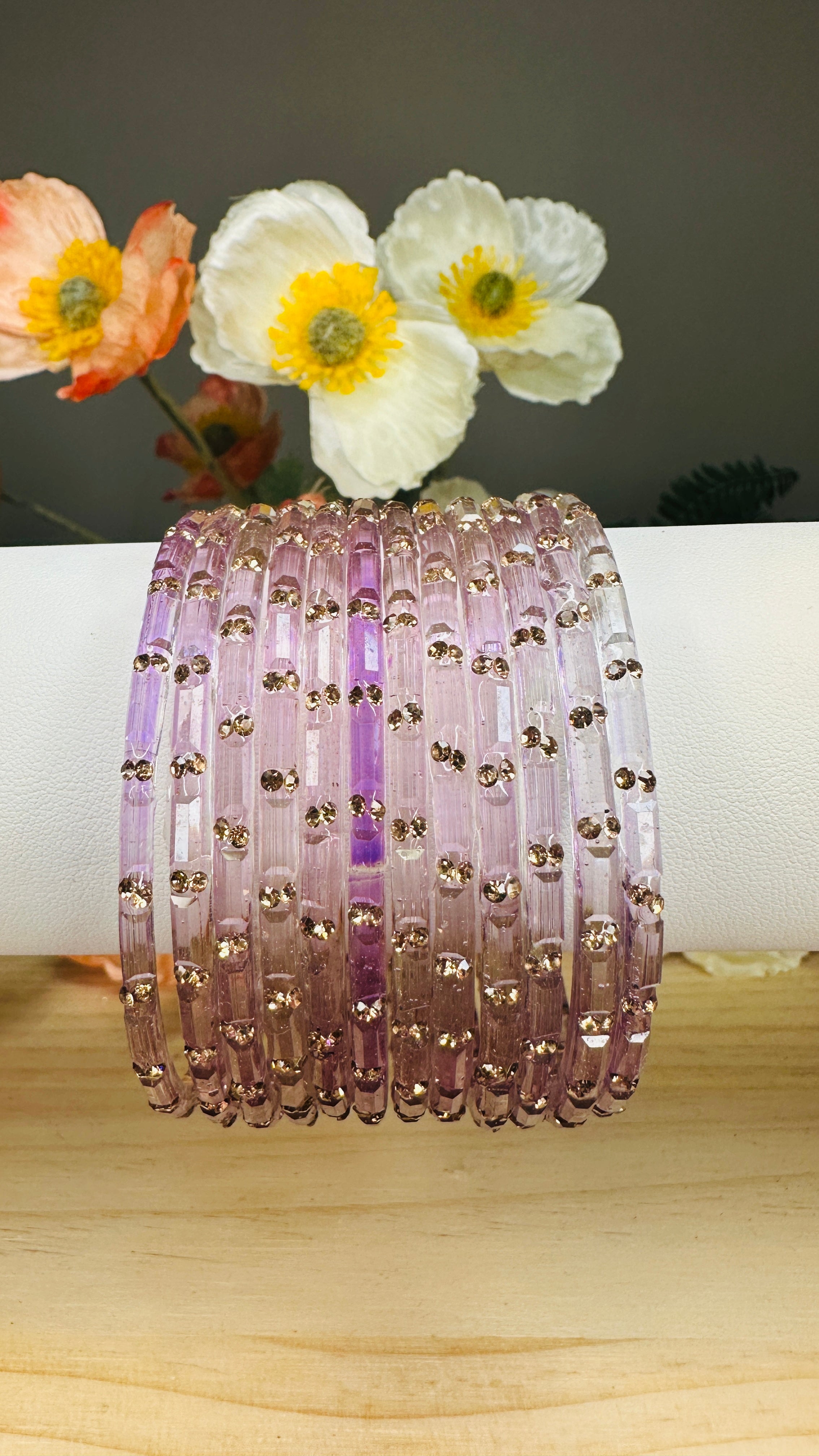Light lavender Crystal Bangles
