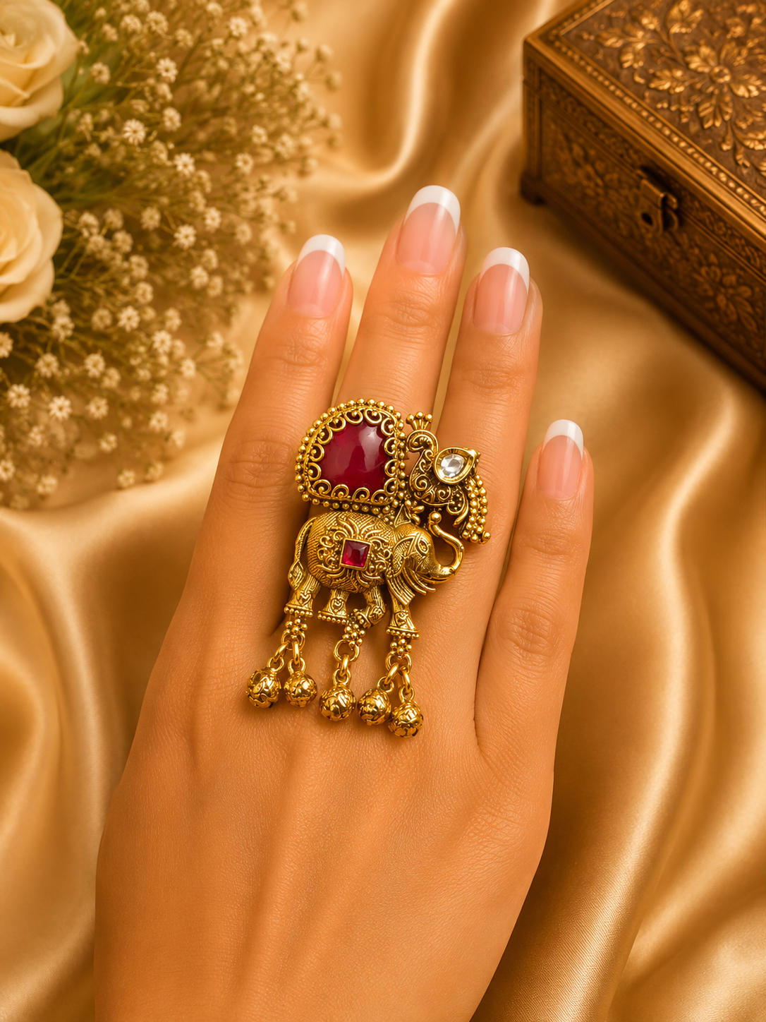 Vantara Special Red Kashmiri Ring
