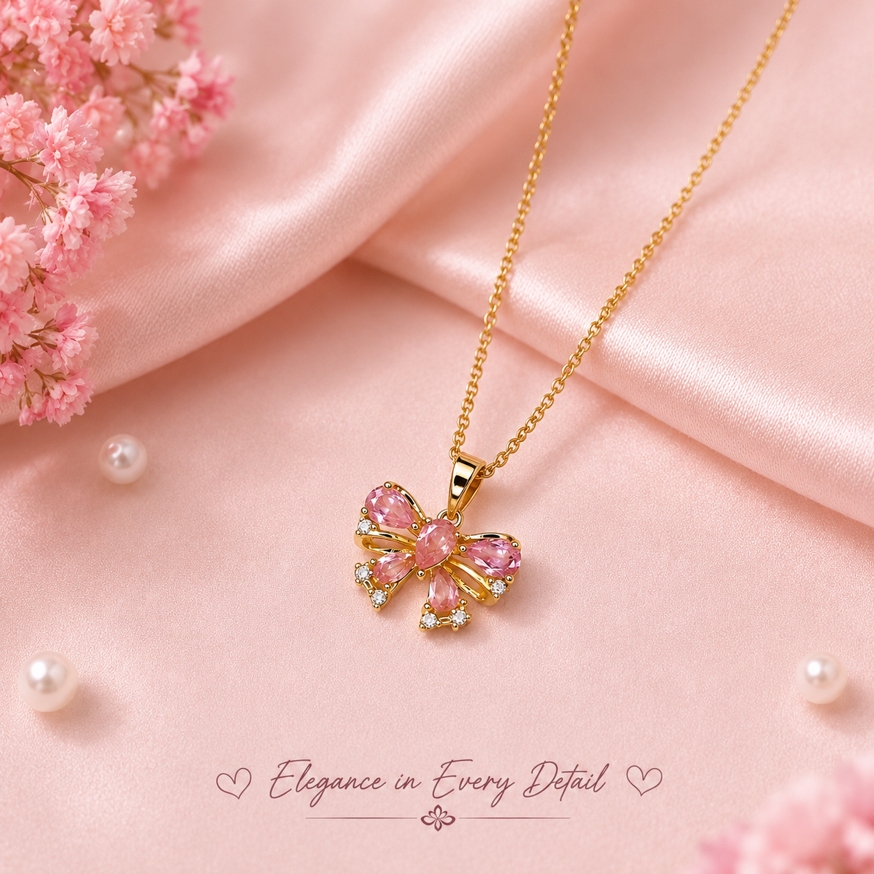 Cute Pink Anti-Tarnish Pendant Chain