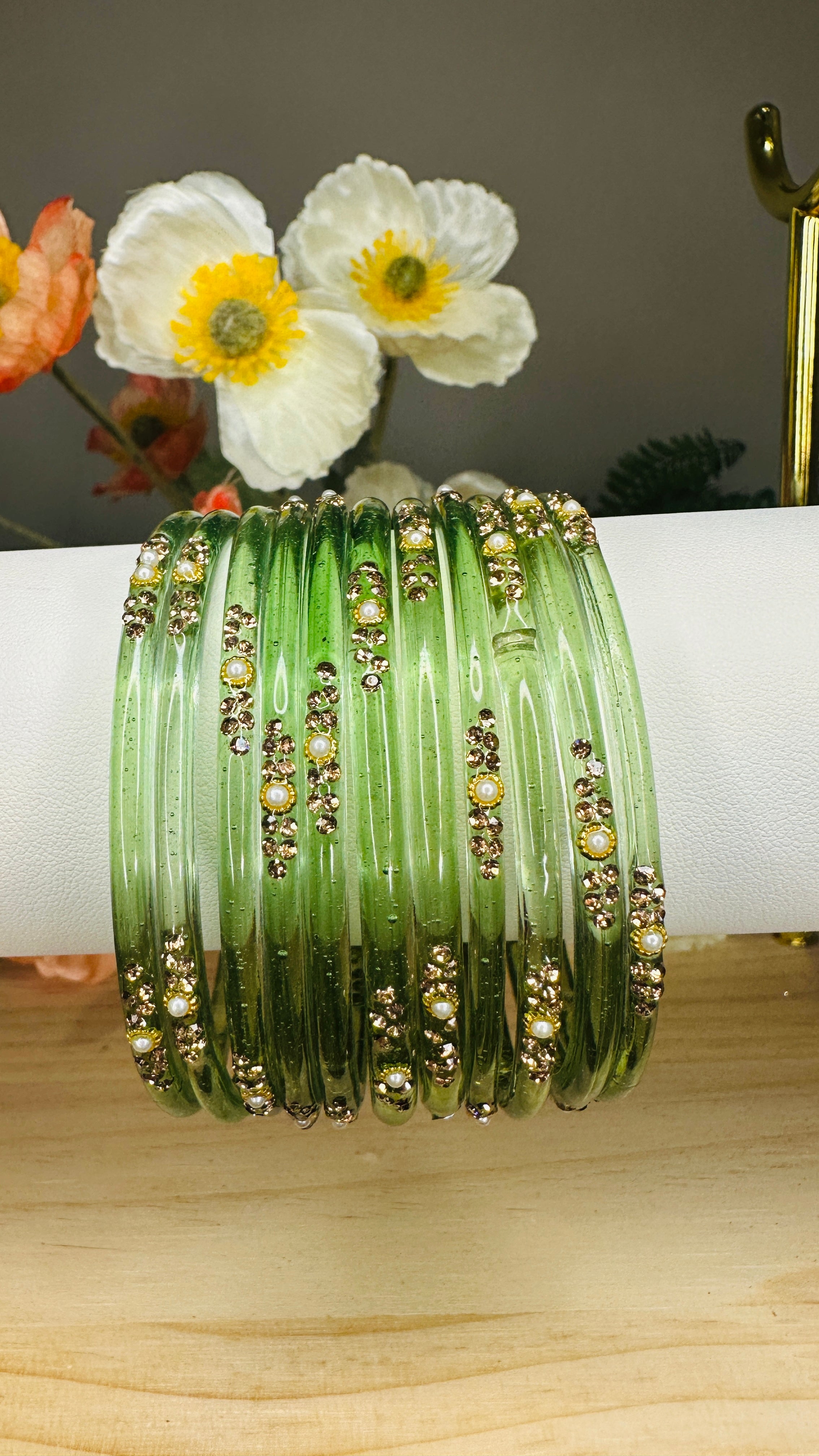 Olive green Pearl Bangles