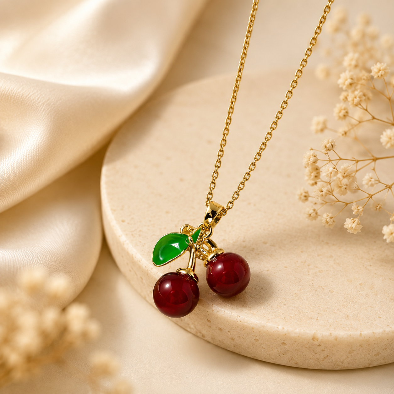 Cherry Shaped Anti-Tarnish Pendant Chain