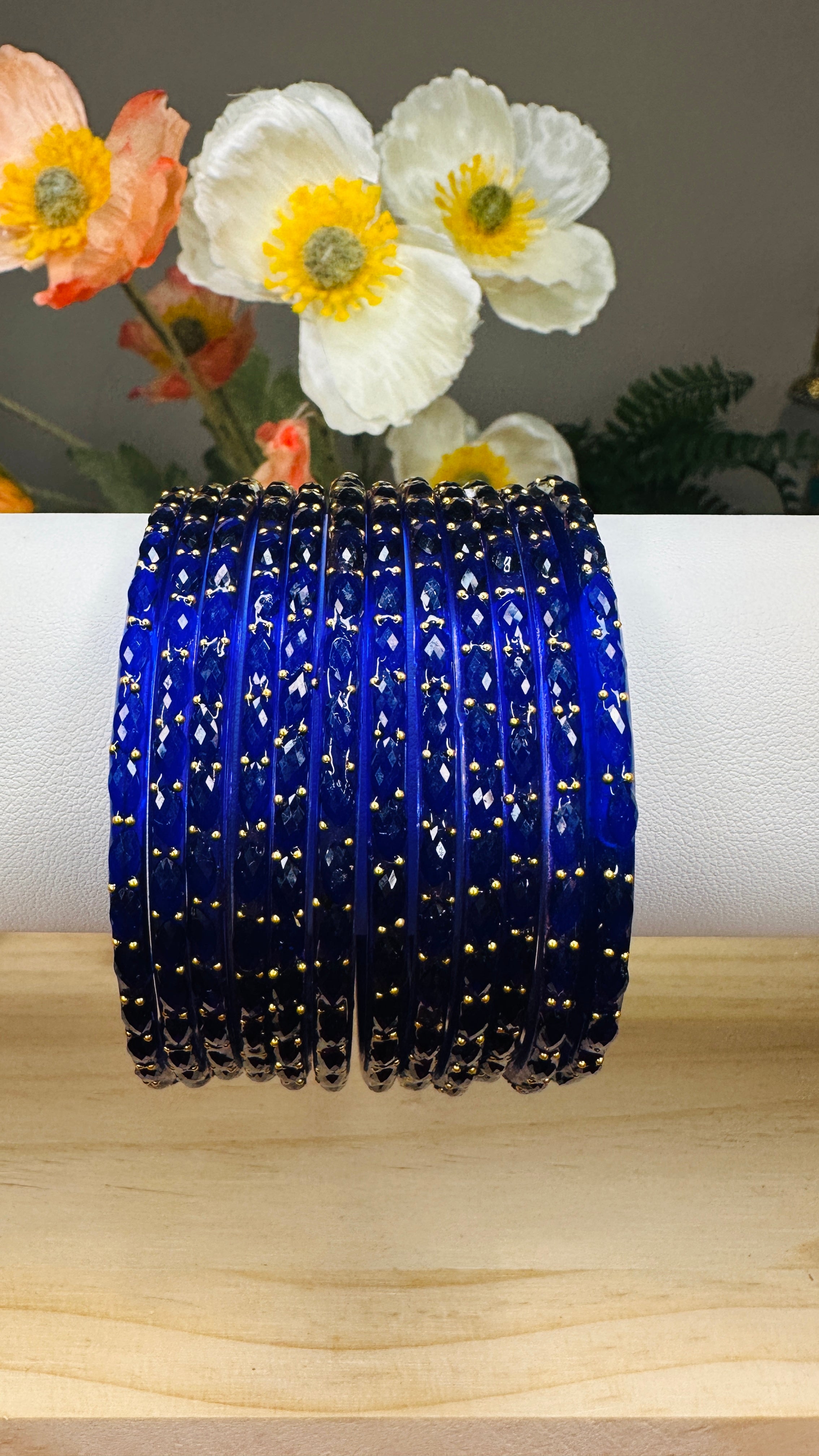 Blue Glass Raindrop Bangles