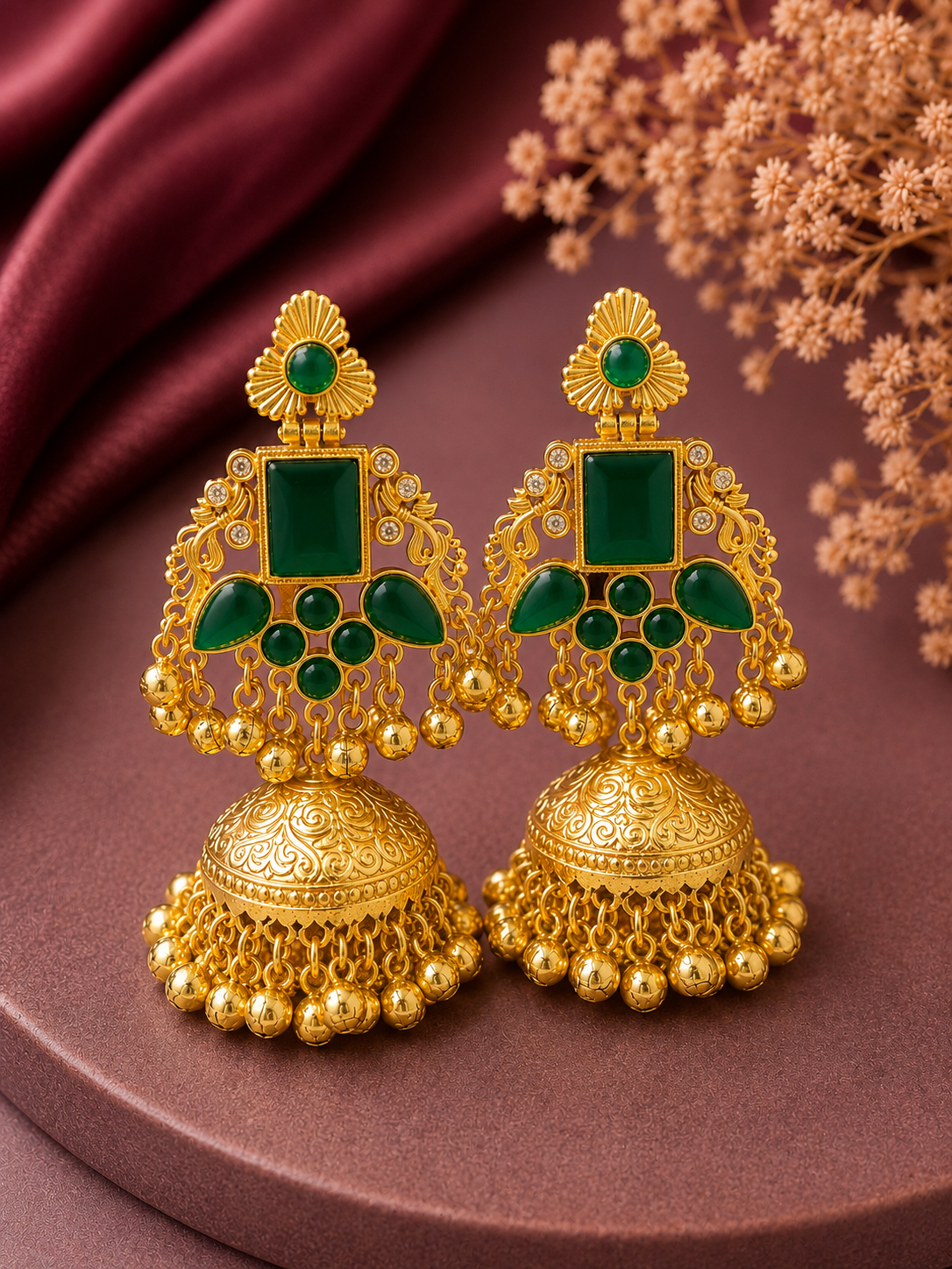 Green Kashmiri Earrings