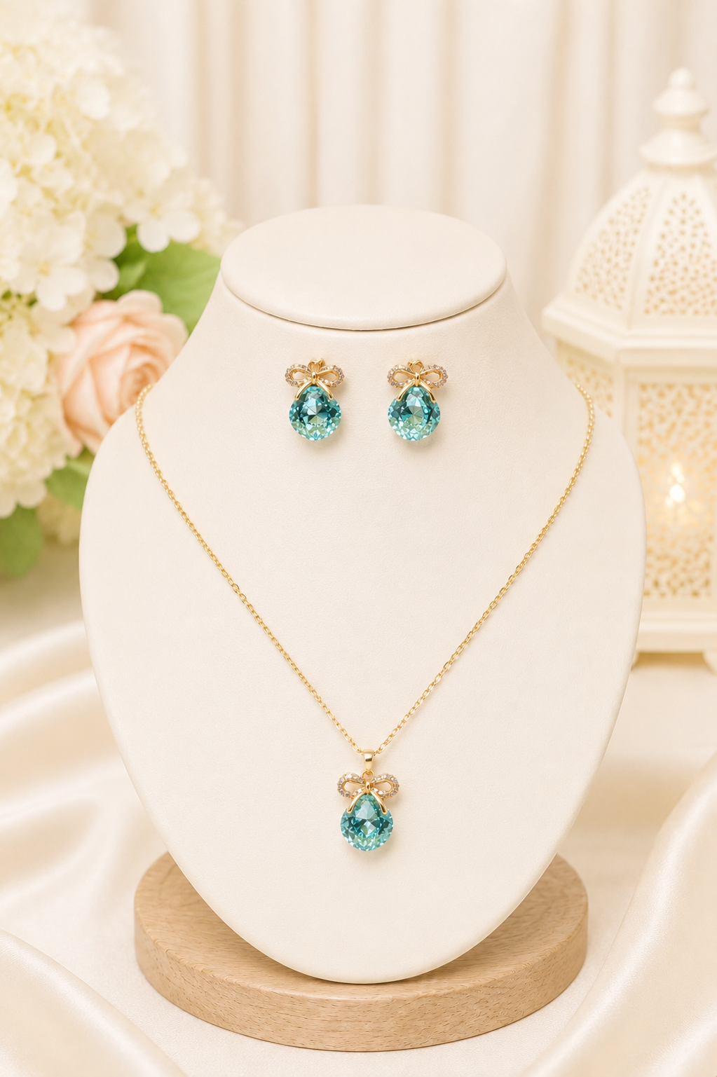 Light Blue Anti-Tarnish Pendant Set