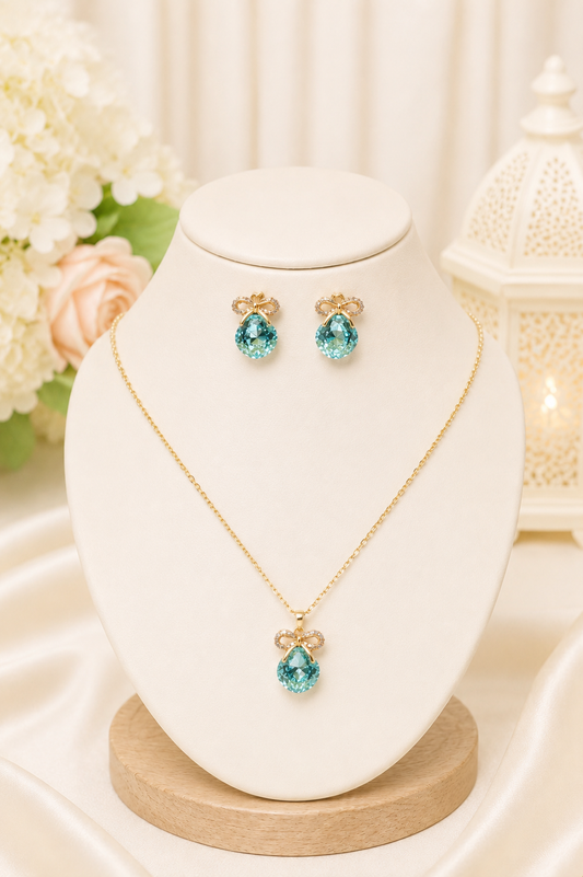 Light Blue Anti-Tarnish Pendant Set