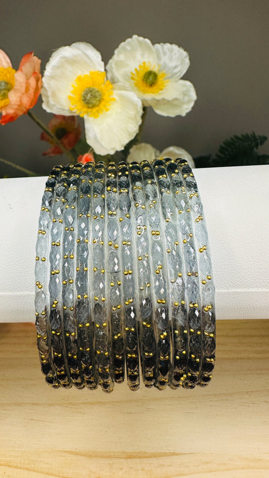Grey Raindrop Glass Bangles