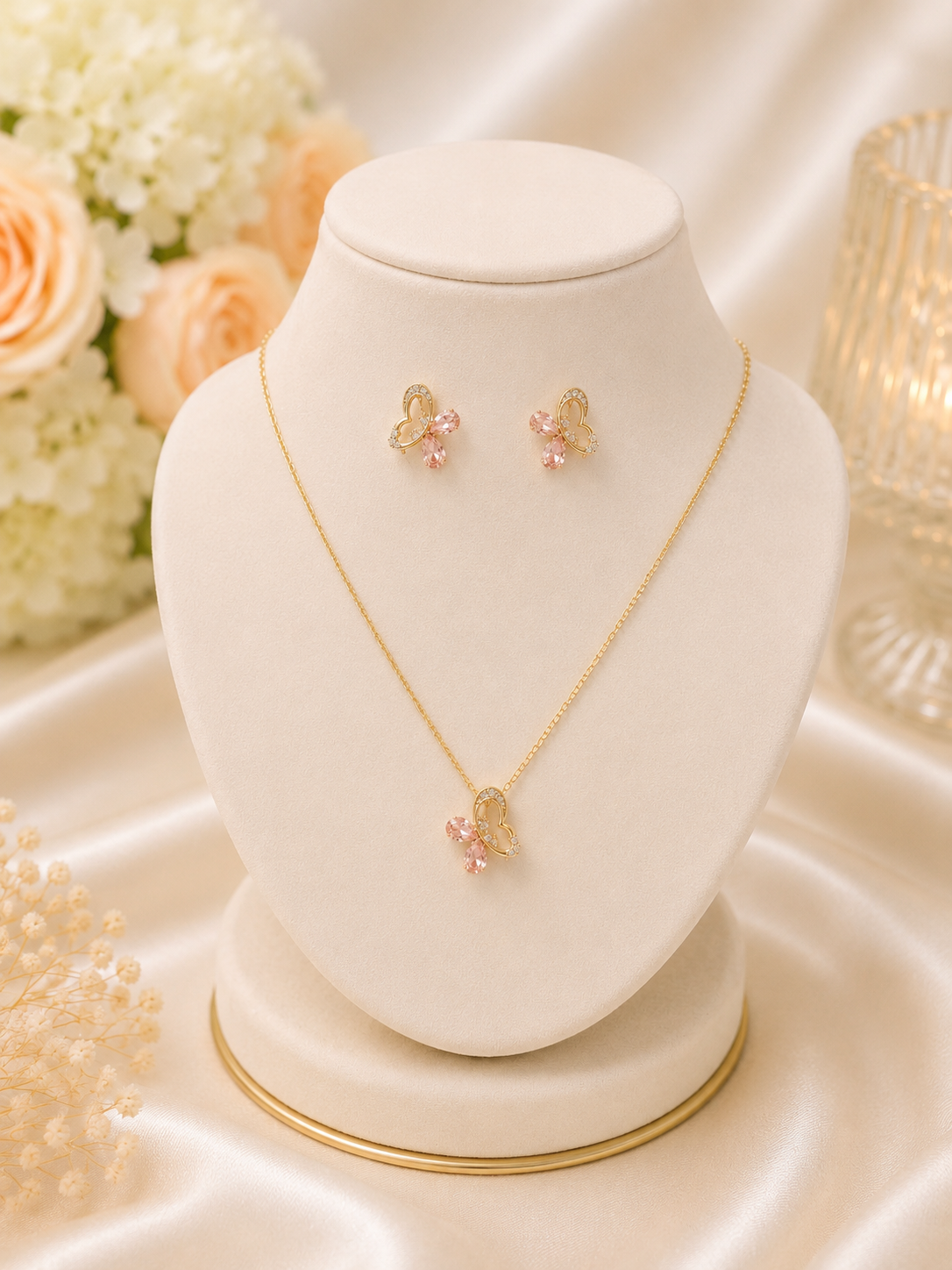 Baby Pink Anti-Tarnish Pendant Set