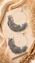 Diamond Style Hoop Oxidised Earrings