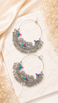 Multi Colour Hoops Oxidised Earrings