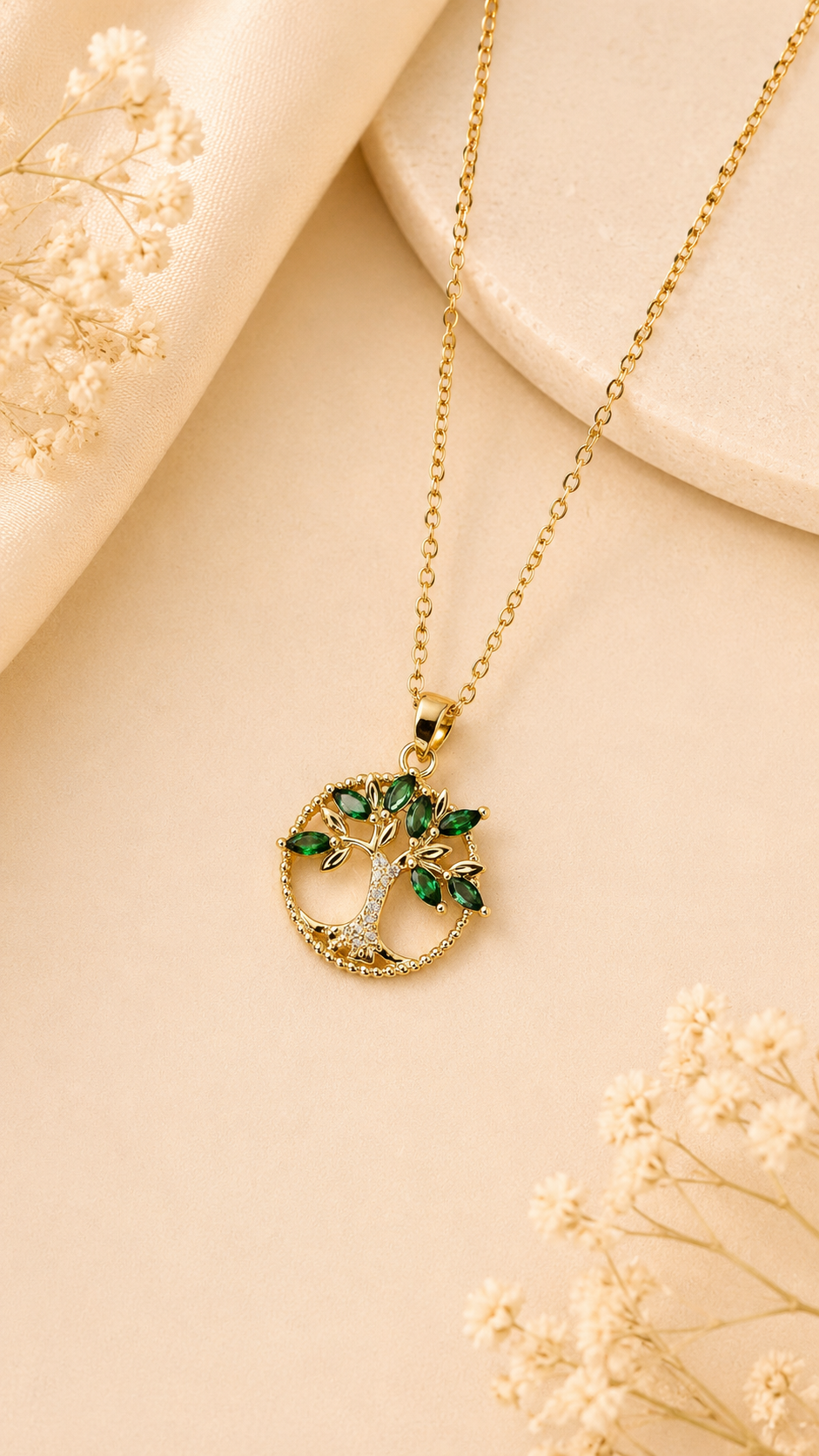 Green Anti-Tarnish Pendant Chain