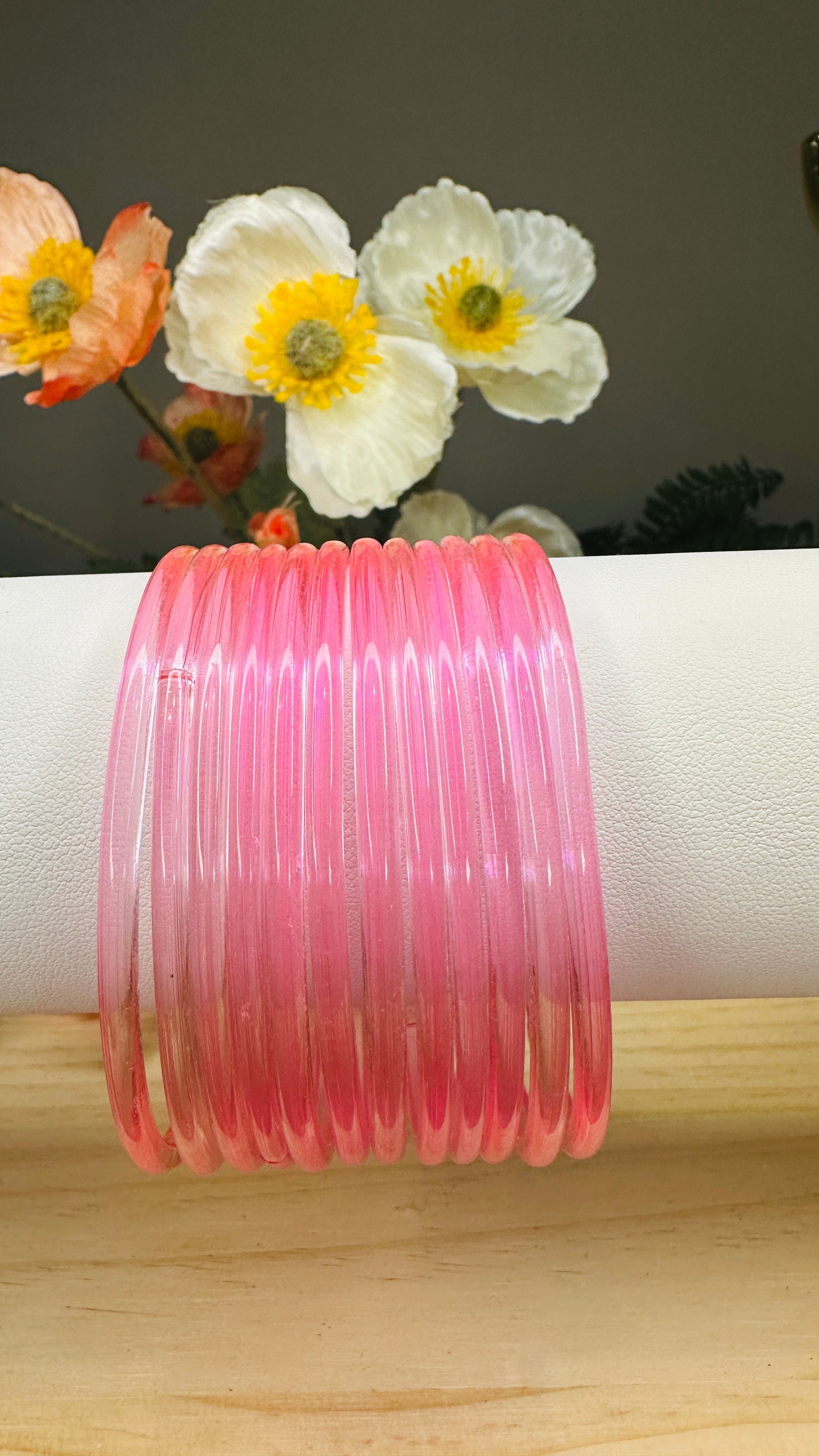 Baby pink Plain Glass Bangles