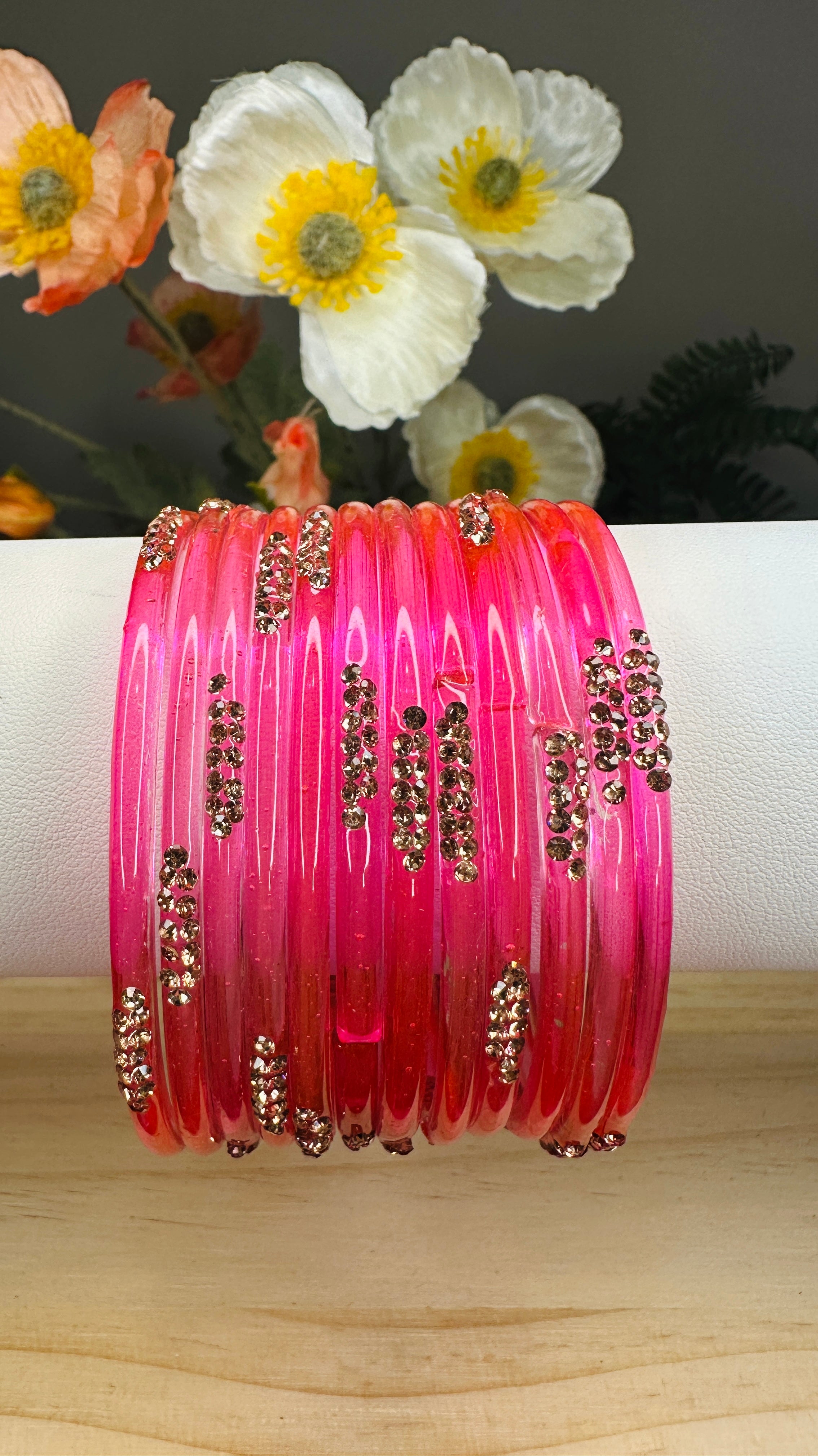 Reddish Shadow Glass Bangles