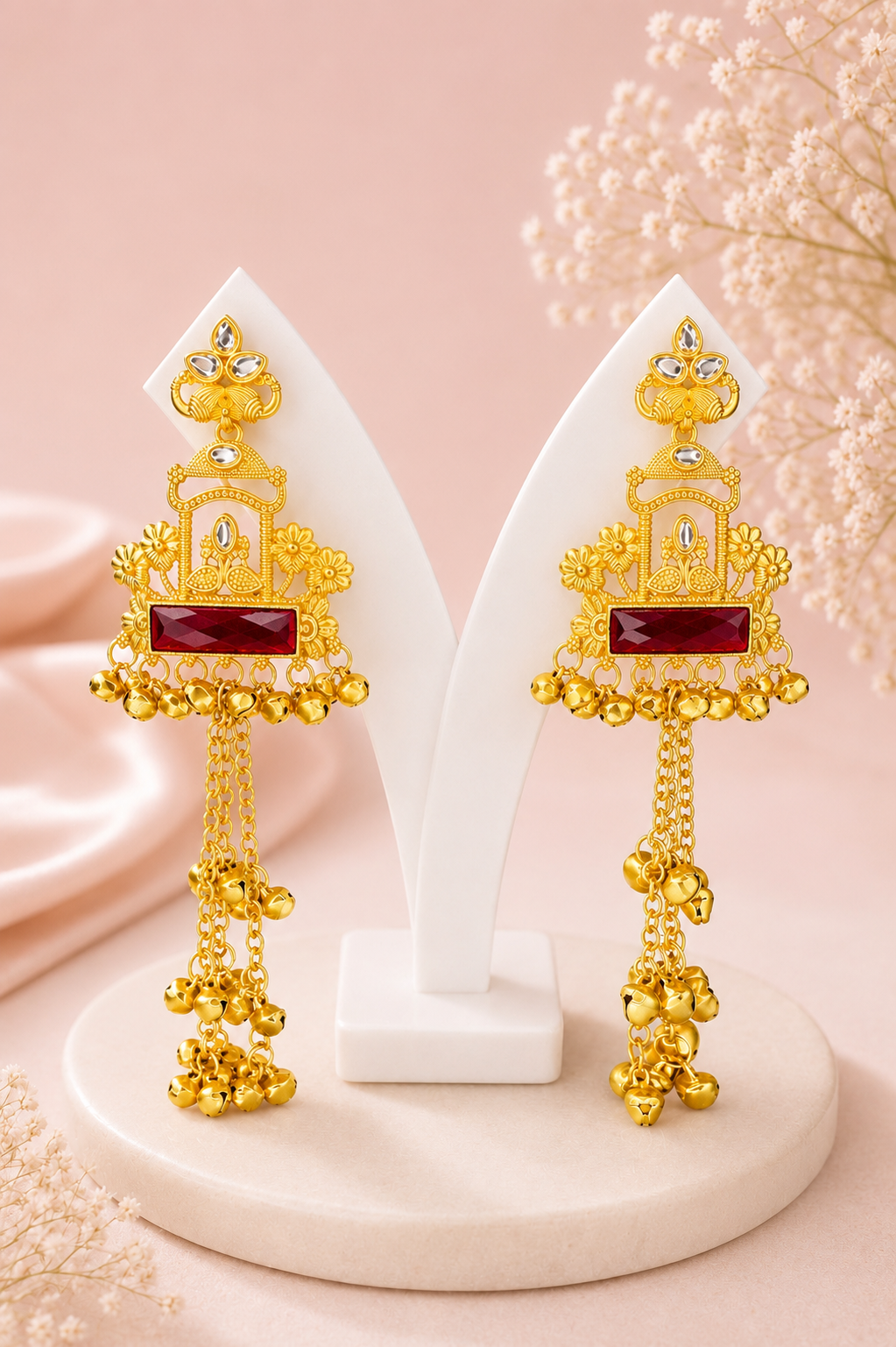 Garden Pattern Long Kashmiri Earrings
