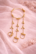 Elegant Gold Hathphool with Floral & Chain Detailing