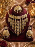 Punjabi Royal Gold Tassel Haar Set with Jhumka & Tikka
