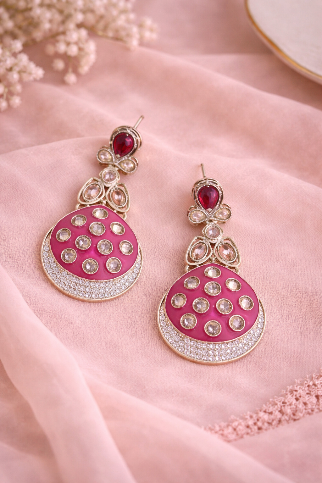 Elegant Polki Drop Earrings