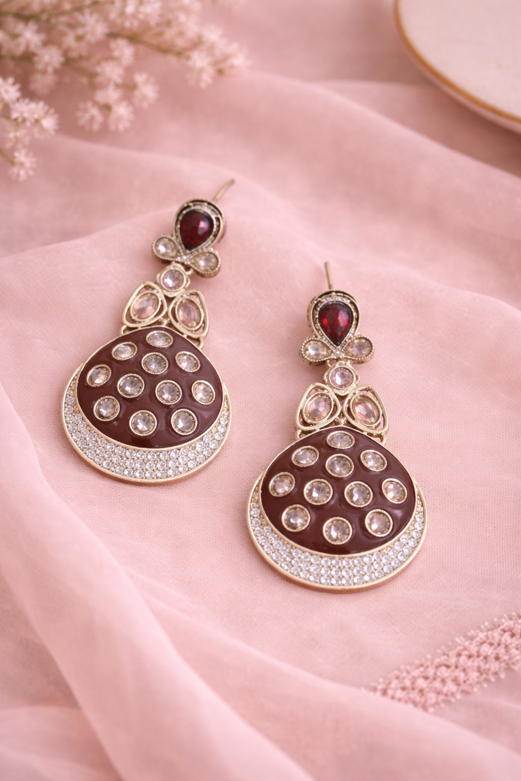 Elegant Polki Drop Earrings
