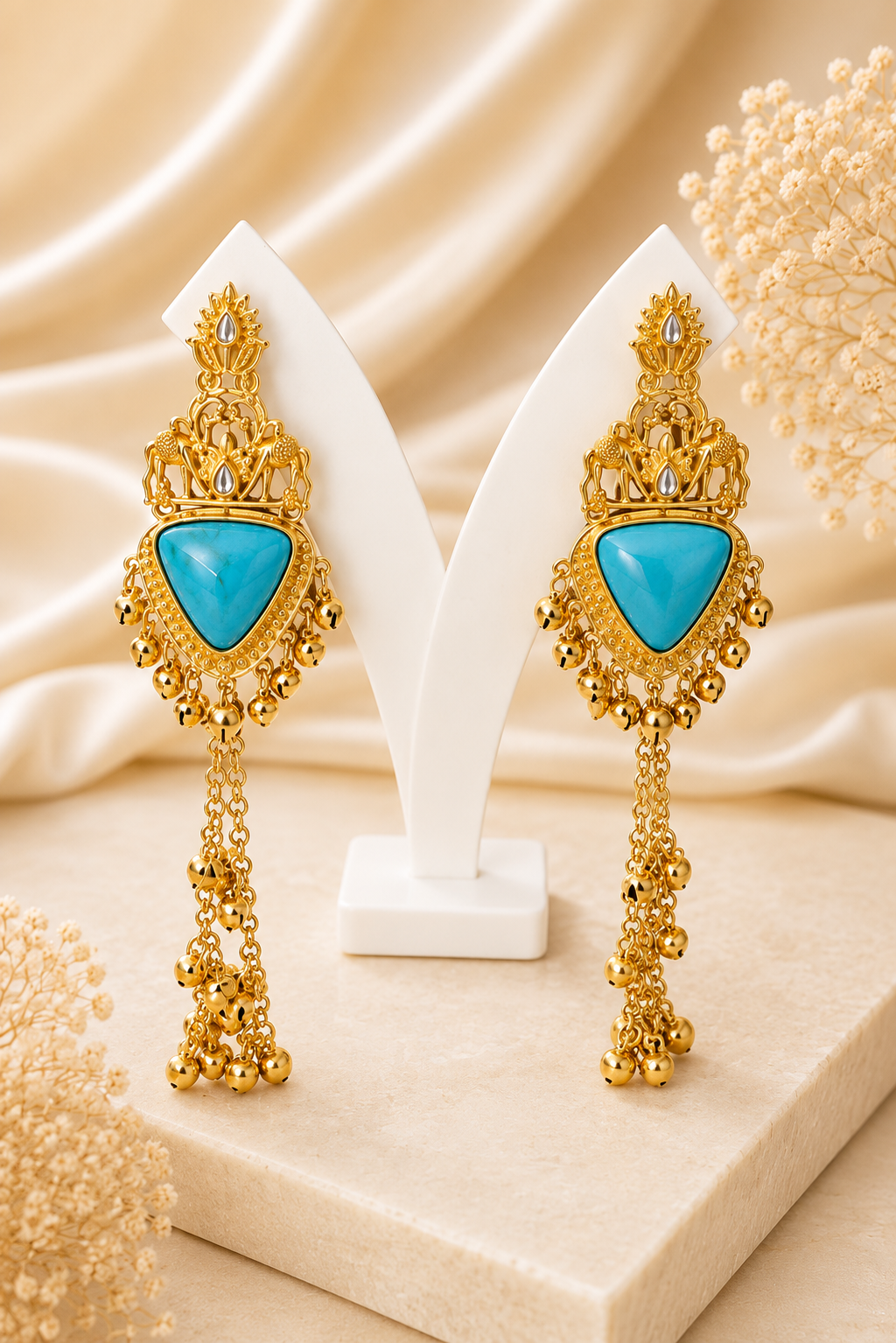 Firoza Long Kashmiri Earrings