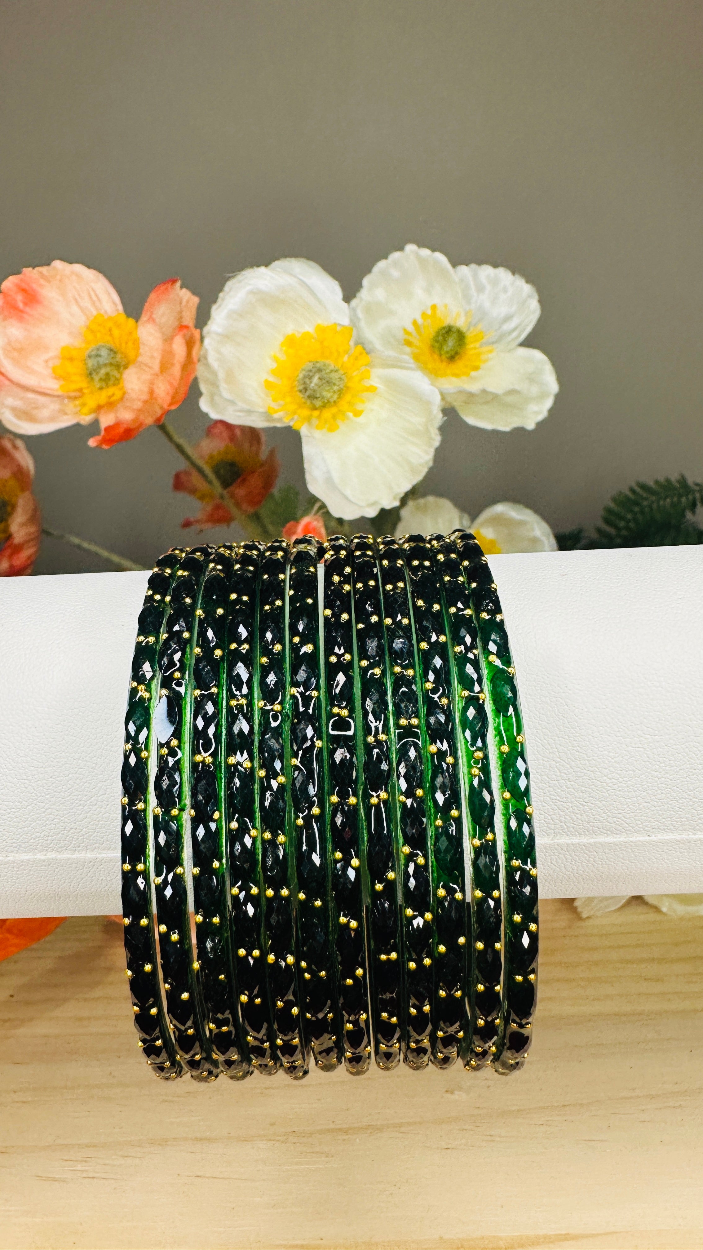 Bottle Green Raindrop Bangles