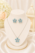 Aqua Floral Anti-tarnish Pendant Set