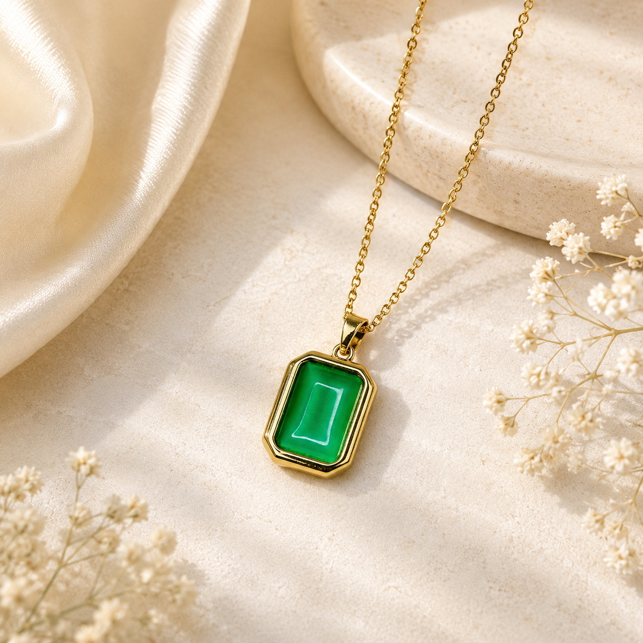 Green Anti-Tarnish Pendant Chain