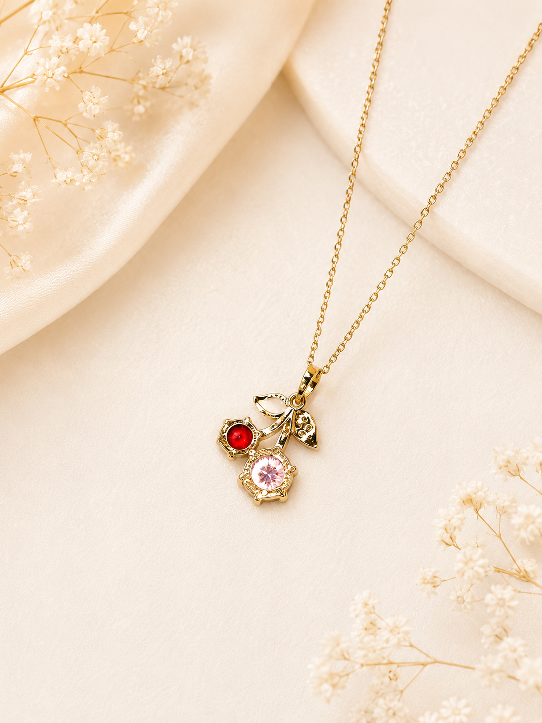 Red & Pink Anti-Tarnish Pendant Chain