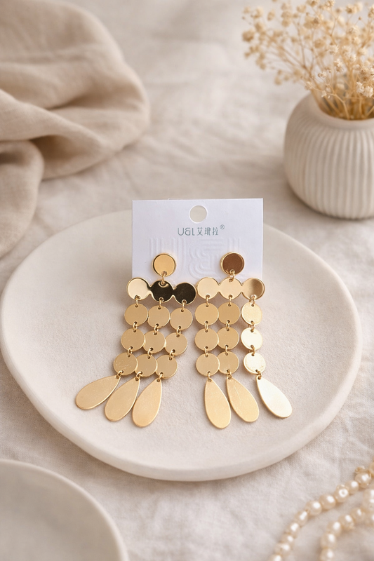 Elegant Gold Dangle Earrings with Minimalist Charm
