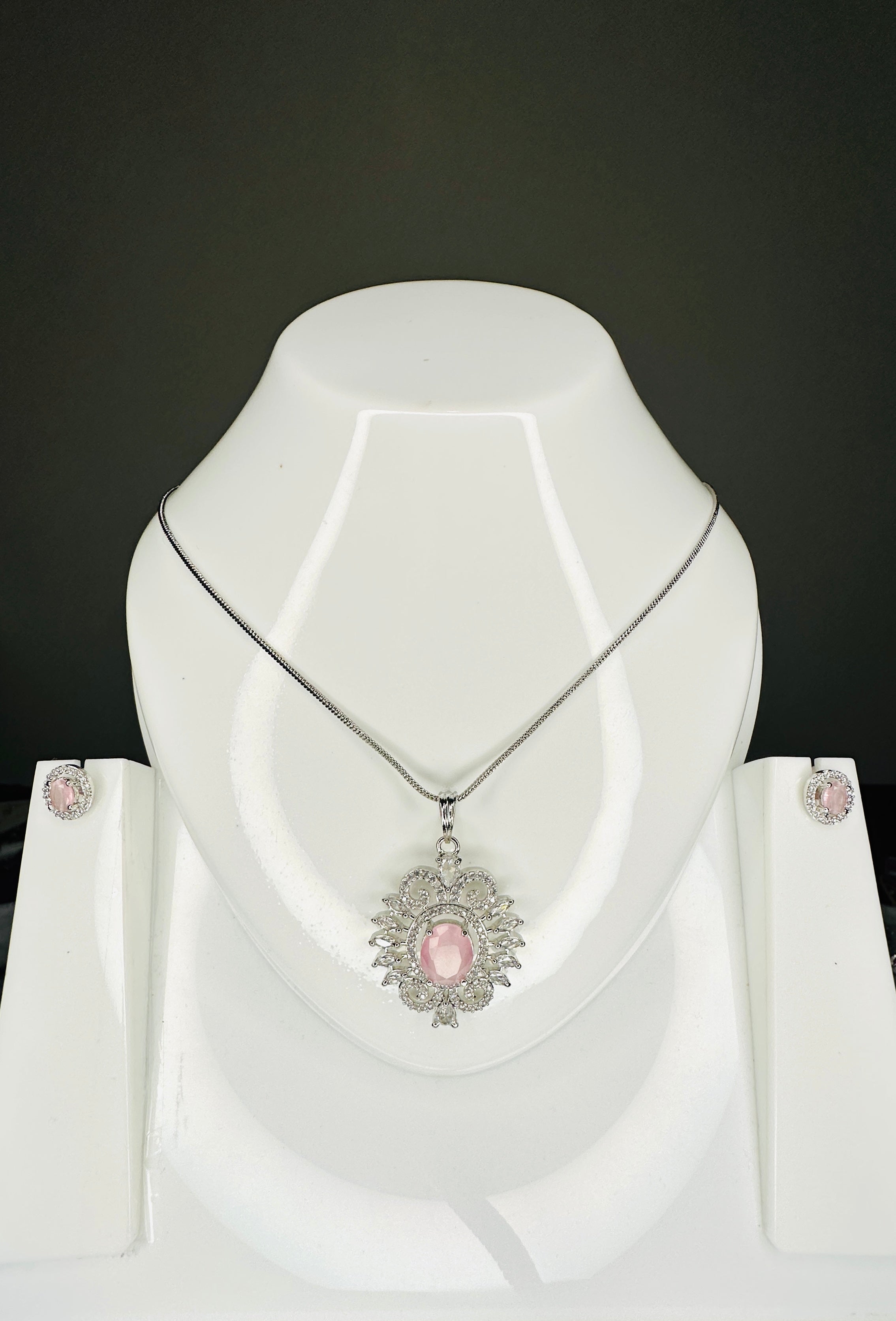 Baby Pink AD Necklace and Earrings set